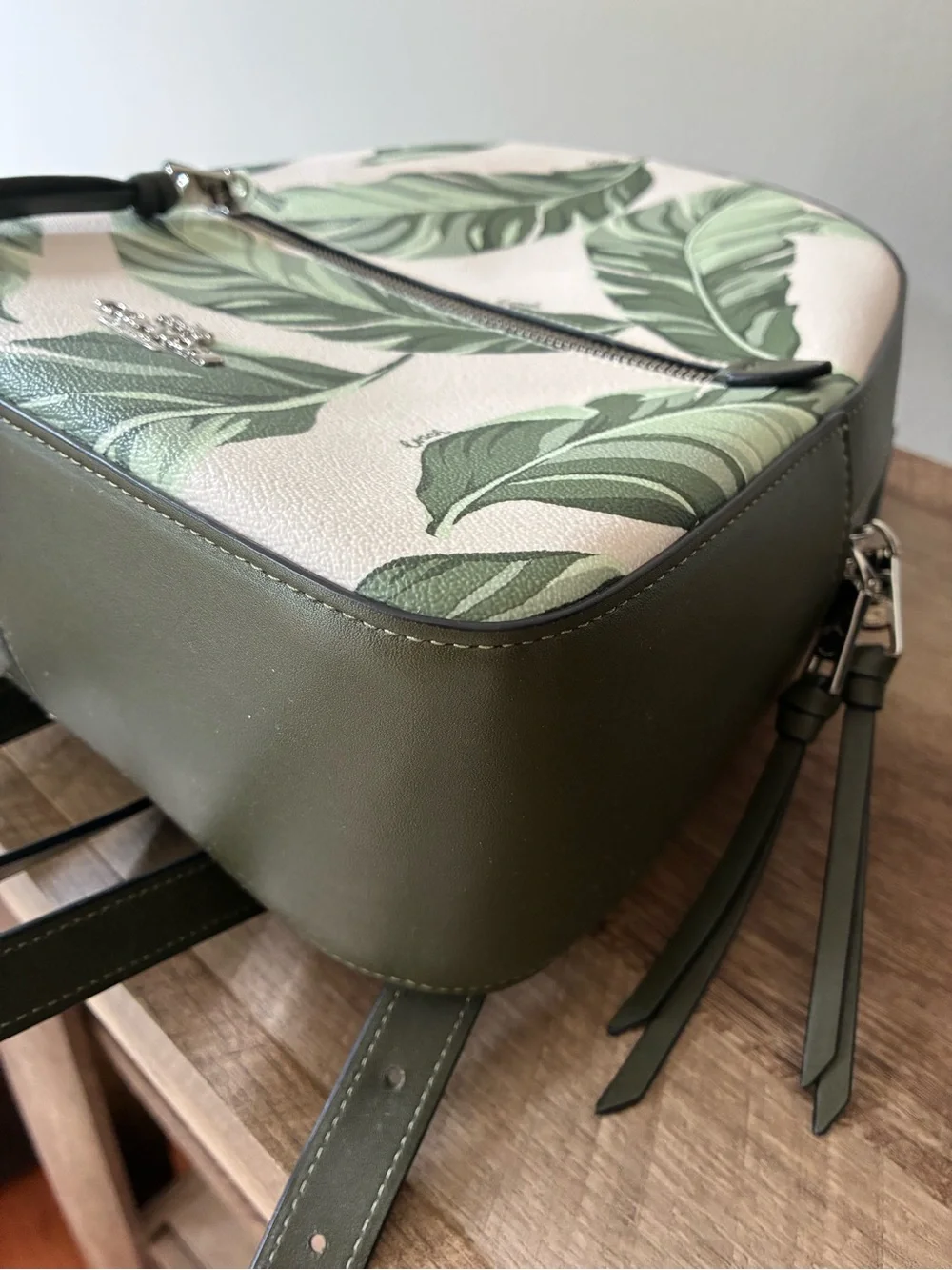 Coach Jordyn Backpack Banana Leaf Print,  Green / Chalk / Silver, 3962